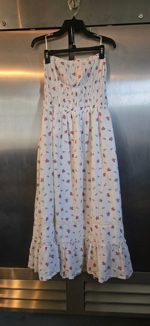 Jessica Simpson Women's Cream Floral Smocked Maxi Dress XL Pockets NWT